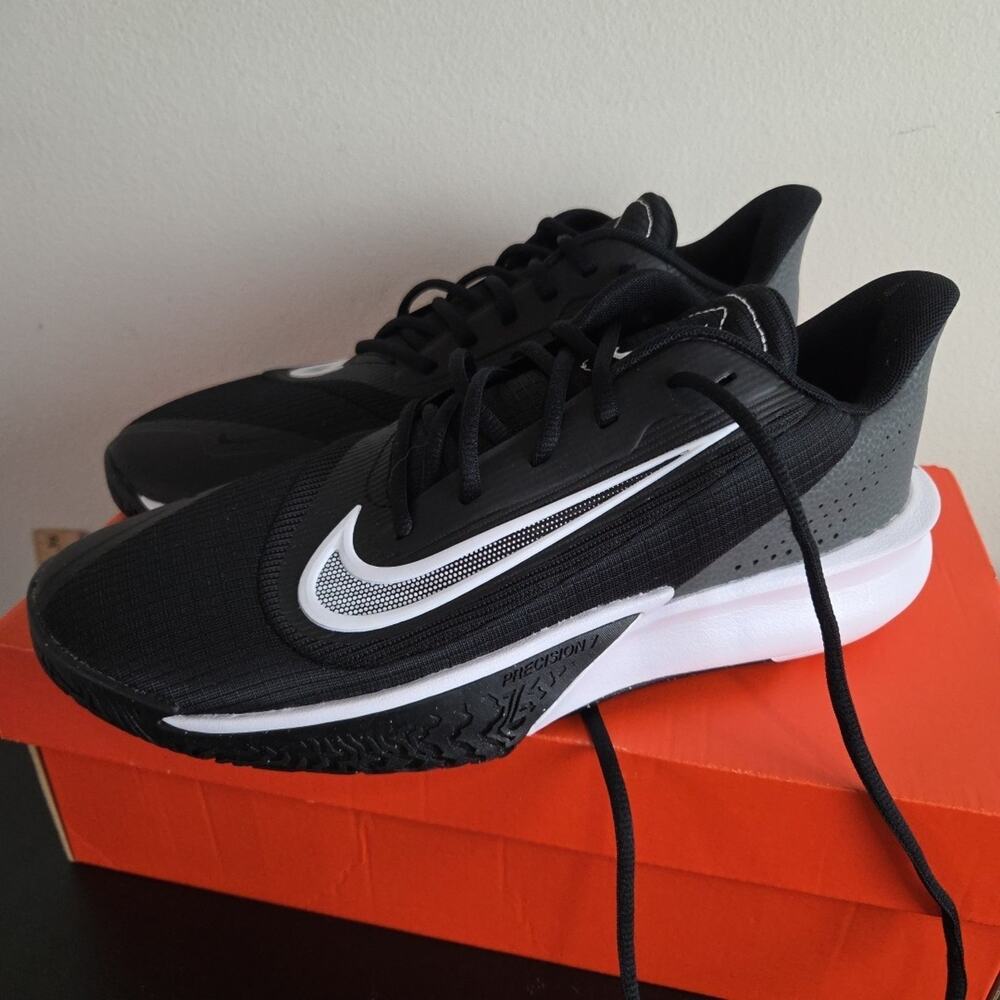 Nike Precision VII Basketball Sneaker Black Grey White Men Size 9 Woman 10.5